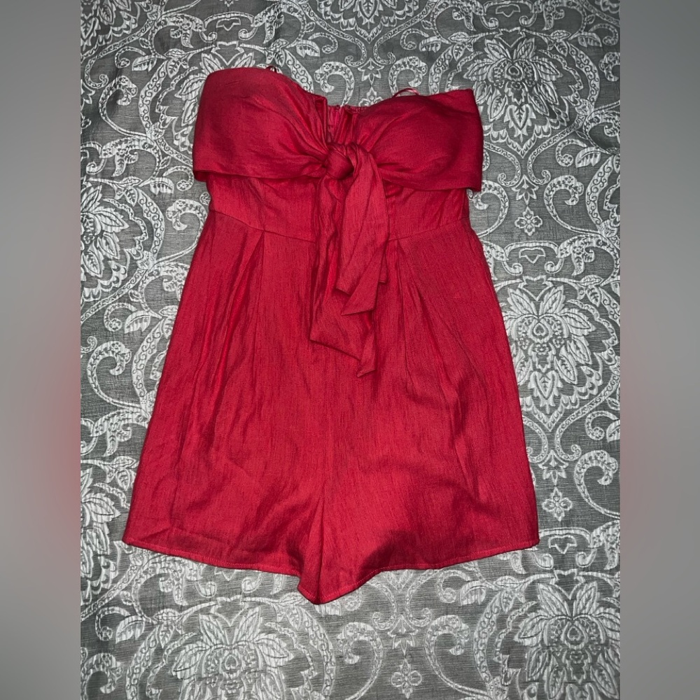 Lush Strapless Coral Romper Size S